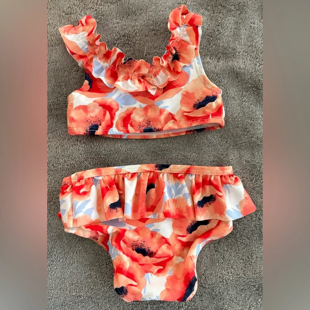 Janie and Jack Poppy Print Two Piece Bikini Swimsuit/ Bathing Suit